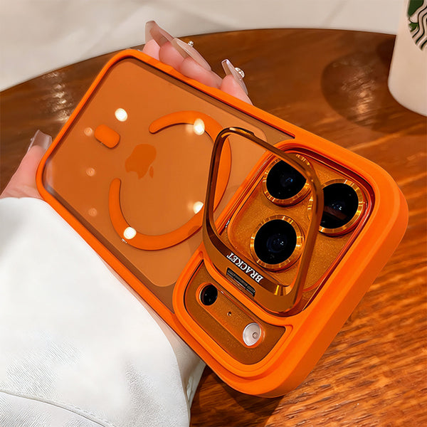 Phone Case: Luxury Matte Transparent Non-slip Shockproof Magnetic Bracket Phone Case for iPhone 17 Air 16 15 14 13 12 11 Pro Max Plus with Lens Film Protection Cover