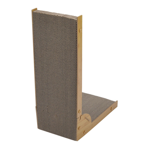 L-Shaped Cat Scratching Tower, 60cm Tall Scratching Pad, Multi-Functional Scratch Post with Lounging Platform, Multi-Angle Vertical/Horizontal Scratching Surface for Adult Cats, 40*25*60cm