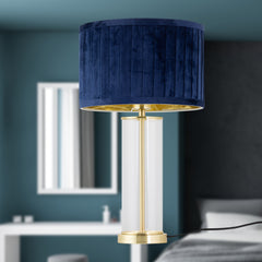 Aura - Satin Brass Table Lamp with Black Pleated Velvet Shade