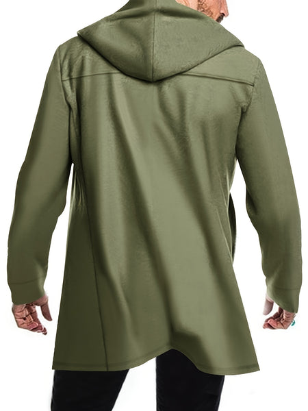 2024 Foreign Trade New Product Men'S Mid-Length Slim Fit Windbreaker Hooded Casual Pure Coat Performance Clothing