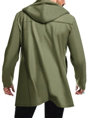 2024 Foreign Trade New Product Men'S Mid-Length Slim Fit Windbreaker Hooded Casual Pure Coat Performance Clothing