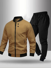 [Maigiqi] Casual Set Men'S Spring Autumn Easy Athletic Two-Piece Outfit Polo Collar Jacket