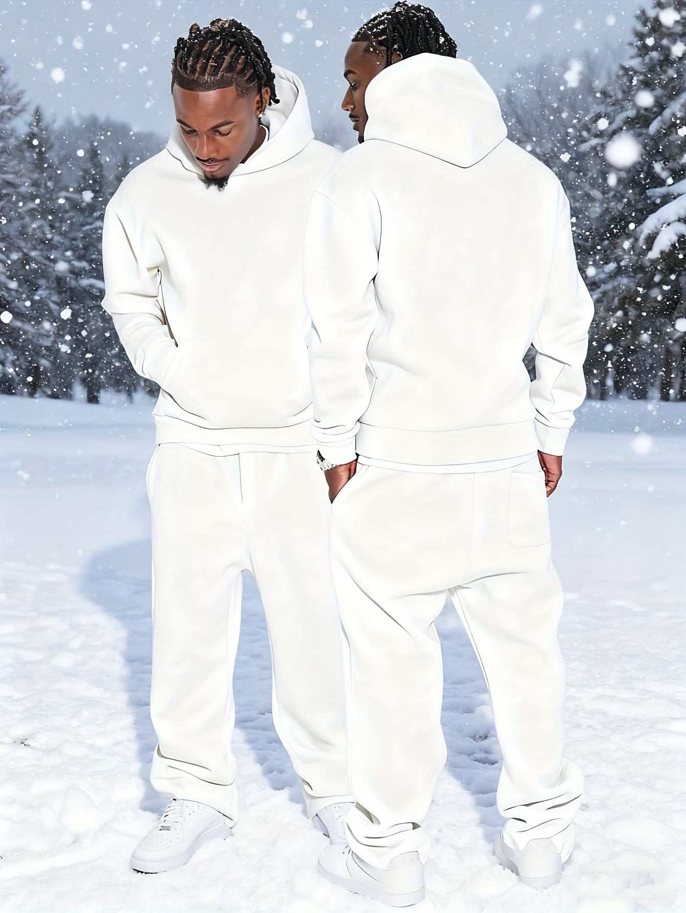 Men'S Casual Athletic Warm 2pcs Set, Winter Hooded Sweatshirt And Jogger Pants, Outdoor Fitness Running Hooded Sweatshirt And Athletic Pants Outfit, Suitable for Fall Winter Leisure Activities