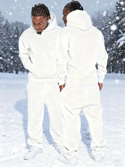 Men'S Casual Athletic Warm 2pcs Set, Winter Hooded Sweatshirt And Jogger Pants, Outdoor Fitness Running Hooded Sweatshirt And Athletic Pants Outfit, Suitable for Fall Winter Leisure Activities