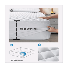 100% WATERPROOF QUILTED MATTRESS PROTECTOR with Deep Fitted Pocket Stretches Up to 30 Cm, Fully Bed Fitted Anti- Allergic | Non Noisy | Non-Plastic |Ultra Soft Deep & Breathable Mattress Protector All Sizes UK