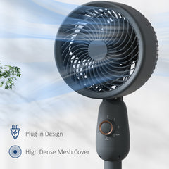 Pedestal Fan, Powerful Air Circulator, 12 Inch Floor Standing Fan with 3 Speed Settings, Oscillating Function for Bedroom, Home and Office, Grey, Adjustable Head, Safe Design, Versatile Use