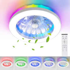 Brushless Remote Control Ceiling Fan with Light, 3000K-6500K Stepless Dimmable RGB Ambient Fan Light, 6-Speed Quiet Fan with Timer & Memory, Dimmable LED Modern Fan Lamp for Bedroom Living Room Dining Room