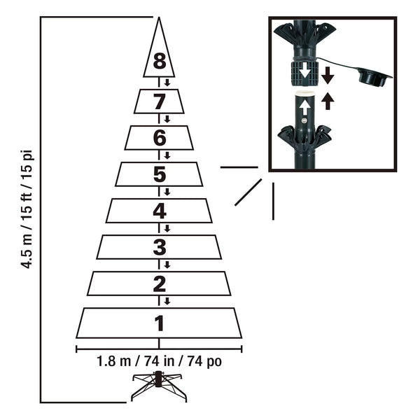 15 Ft (4.6M) Pre-Lit Aspen Artificial Christmas Tree with 6,000 Colour-Changing LED Lights