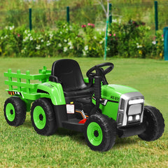 12V Kids Ride on Tractor with Trailer Music and LED Lights
