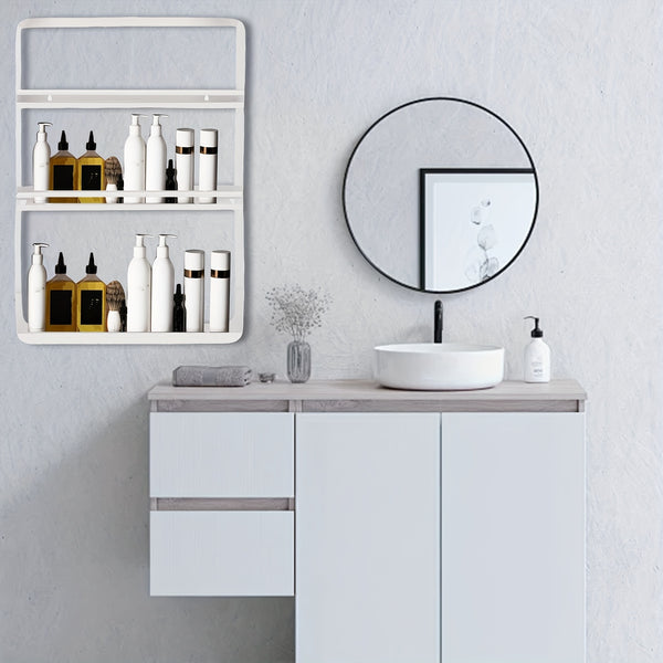 1 Model 2/3/4-Tier Heavy-Duty Carbon Steel Wall Shelf - Space-Saving Adhesive/Screw-Mountable (No Drilling) Multi-Purpose Storage Rack for Kitchen & Bathroom - Heavy Duty Shelving Unit, Easy Assembly, for renter-Friendly, Black/White Options, Utility