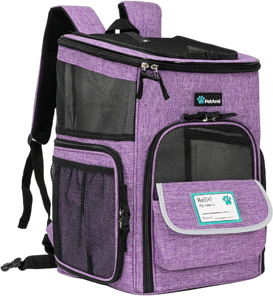 Petami Dog Backpack Carrier for Small Large Cat, Pet, Puppies, Ventilated Pet Hiking Backpack Travel Bag, Airline Approved Cat Backpack Carrier, Safety Back Support, Camping Biking Dog Bag, Charcoal