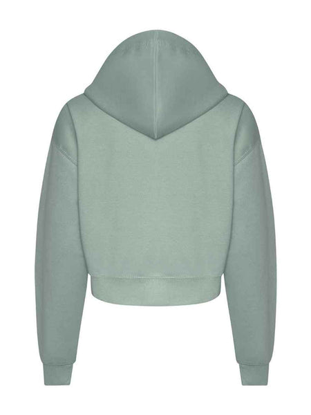 AWDis Ladies Cropped Zoodie Soft Comfortable Cotton Faced Fabric Brushed Back Fleece Drop Shoulder Design Relaxed Fit Long Sleeve Zip Up Hoodie Hooded Top Casual Everyday Wear Layering Street Style Lounging Travel Outfits Versatile Cropped Hoodie for Wome