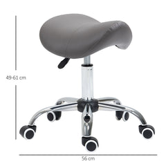 HOMCOM PU Leather Saddle Stool W/ Moulded Padded Seat Adjustable Height Grey
