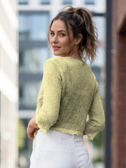 Love My Fashions Women’s Fish Net Knitted Tie Up Bolero Shrug Top Ladies 3/4 Sleeve One Size Fits All