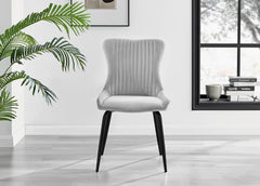 Industrial Design White & Grey Marble Effect Melamine Dining Table and 2 Velvet Dining Chairs