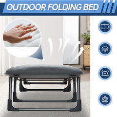 Sun Lounger with Cushion 6-Position Adjustable Folding Sun Lounger Portable 280kg Max. Load Sunloungers with Strap 200x65x32cm Sun Bed for Garden Pools Camping Indoor, Gray