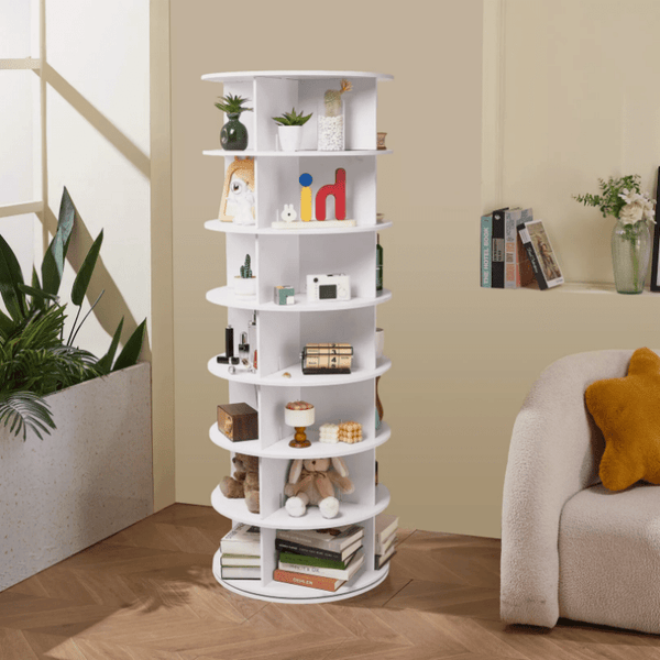 5/7 Tier Rotating Shoe Rack- 360° Spinning Floor Stand With Shelves For Home & Dorm, Easy Assembly, Durable PVC Material, Versatile Storage