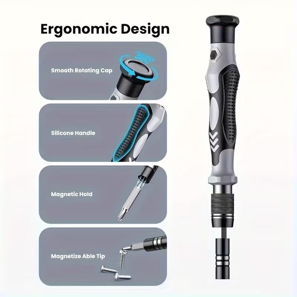 114-in-1 Premium Screwdriver Tool Set, Magnetic Bit Design & High Hardness Construction, Multi-functional Repair Kit with Specialty Special-Shaped Screw Bits