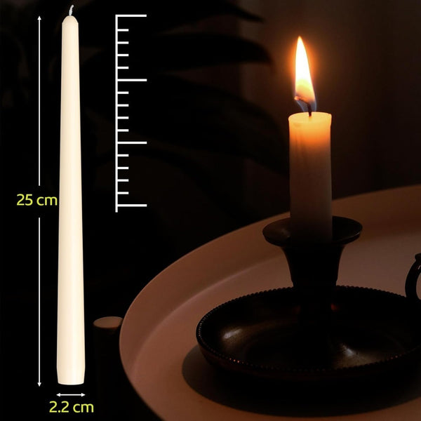 50-Pack Long Taper Candles - Unscented Ivory Tapers for Wedding, Church, Banquet - Real Wax Burning Candles Suitable for Chandeliers, Dinner Candles, Romantic Decor ( Use)