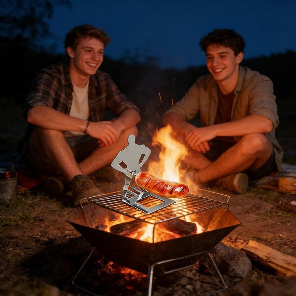 Stainless Steel Hot Dog Grill, Funky Muscle Man Hot Dog Grill, Portable Hot Dog Grill-Camping And Party BBQ Additions