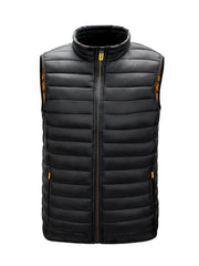 Men'S Lightweight Vest, Men'S Jacket, Autumn And Winter Vest, Stand-Up Collar Solid Color Casual Zipper Pocket Vest