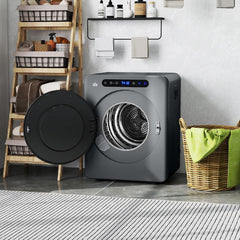HOMCOM 4Kg Vented Tumble Dryer, 1000W Compact Freestanding Front Tumble Dryer with Stainless Steel Tub, Timer, 6 Heat Settings, Small Portable Clothes Drying Machine, Grey