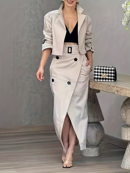 Two-Piece Set for Women Featuring an Elegant Blouse And a Skirt (LL168)
