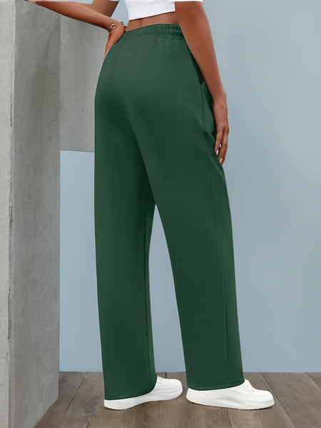 3pcs Women's Solid Color Oversized Jogger Pants with Elastic Drawstring Waist - Loose-Fit Polyester Track Pants Suitable for,, & Casual Attire - Machine Washable Casual Wear (Year-Round)