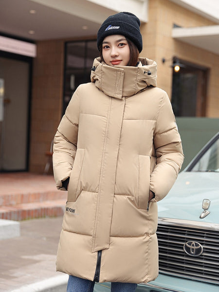 Sophisticated Winter Coat for Women Featuring a Hood And a Full Zipper, Perfect for Chilly Days. This Long-Sleeve Jacket Offers a Tailored Fit And Is Suitable for Both Outdoor And Everyday Travel. Dry Clean Only, Made with High-Quality Materials
