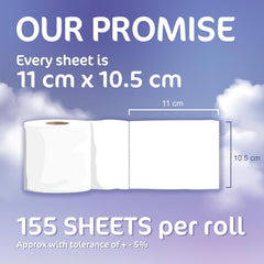 54 Rolls of 3-Ply Premium Quilted Toilet Paper | Generous Length per Roll | Luxuriously Soft, Strong & Highly Absorbent Toilet Tissue