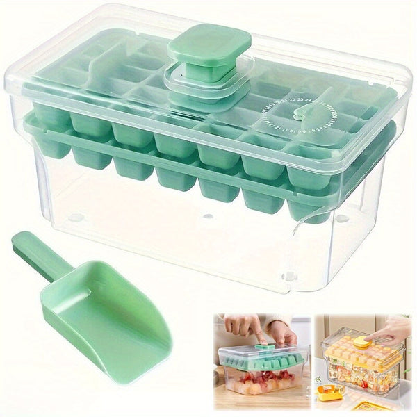 Double Layer 68 Grids Ice Cube Tray with Lid Party Bar Ice Cube Maker Mould Ice Storage Box, Long Ice Cube Tray, Ice Trays Molds, Ice Cube Container, Freezer Tray, Ice Block Tray, Drink Chilling Accessories, Home Bar Essentials, Compact Storage Box, Stack