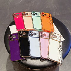 Phone Case - Electroplated Phone Case with a Large Heart-Shaped Window And Wavy Design, Compatible with for Iphone 11 Through 17 Pro Max Plus, Offering Full Coverage And Drop Protection