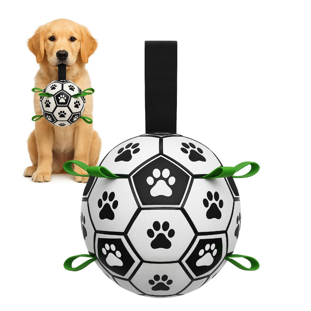 Dog Fetch Ball with Grab Straps for Small and Medium Dogs Durable Pet Play Ball for Outdoor Training Water Play and Daily Exercise