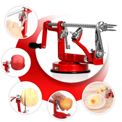 3-in-1 Apple Peeler Slicer Corer Machine Kitchen Potato and Vegetable Machine - Red