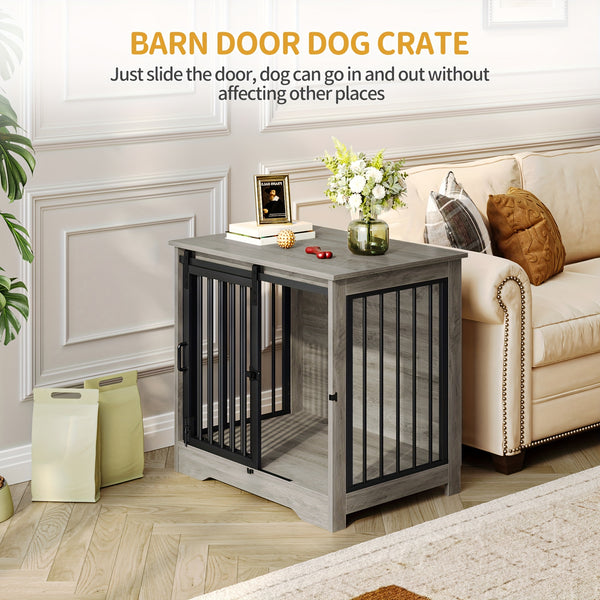 Hzuaneri 69cm Dog Crate, Furniture, Dog Kennel, 2 Doors, Modern Dog House, Suitable for Small and Medium Dogs, Side Table, Family Doghouse, 49 X 69 X 64.5cm, Rustic Brown
