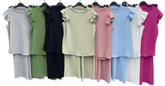 Women'S Textured Cheesecloth Frill Sleeve Top Trouser 2pcs Co Ord Loungewear Set