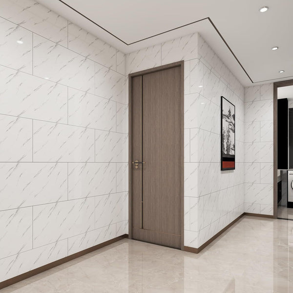 10pcs/ 12pcs Marble Pattern Self-Adhesive Wallpaper - White/ Grey/ Black (Length: 59.99 cm), Self-Adhesive PVC Wallpaper for Indoor and Kitchen Decor, Durable and Easy to Adhere, Lightweight Marble Pattern, Fashionable Accents | Self-Adhesive Wall S
