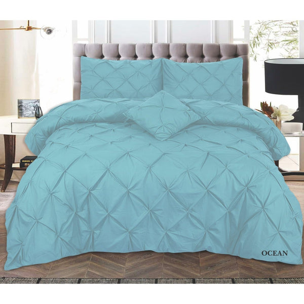 PINTUCK PLEATED ALFORD EGYPTION COTTON MIX DUVET COVER WITH PILLOW CASEA ALL SIZES SINGLE DOUBLE KING SUPER KING