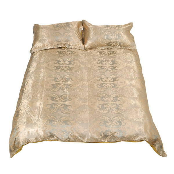 Luxury European Style Satin Jacquard Duvet Cover Three-Piece Set Single/Double/King/Super King Size, Soft Comfortable Floral Pattern Bedding Set, Machine Washable, Zipper Closure, High-Quality Quilt Cover Set for All-season Use, Bedroom, Hotel, Guest Room