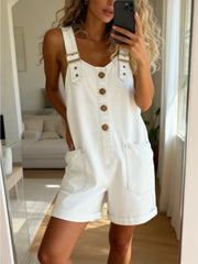 2026 Summer New Loose Casual Dungaree Overalls with Pockets, Women's Retro Denim Suspender Shorts, Fashion Versatile Jumpsuit for Daily Commute & Casual Occasions