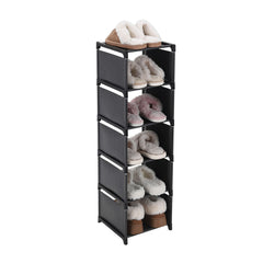 6/ 7/ 8 Tiers Metal Shoe Rack, Vertical Tall Narrow Shoe Rack Sturdy Free Standing Metal Shoe Shelf Storage Organizer, Multifunctional Shoe Cabinet, Space-saving Shoe Stand, Large Capacity Footwear Holder Corner Shoe Storage Rack for Closet Bedroom Entryw