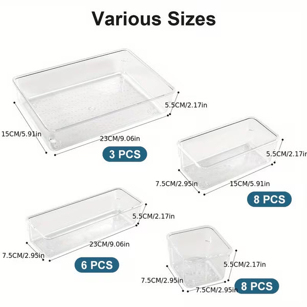 25 Clear Plastic Drawer Organizers with 25 Compartments, Stackable Storage Drawers for Desk, Vanity & Office, Lightweight Space-Saving Plastic Cabinet