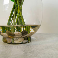 Artificial Roses in Glass Vase in 2 Colours