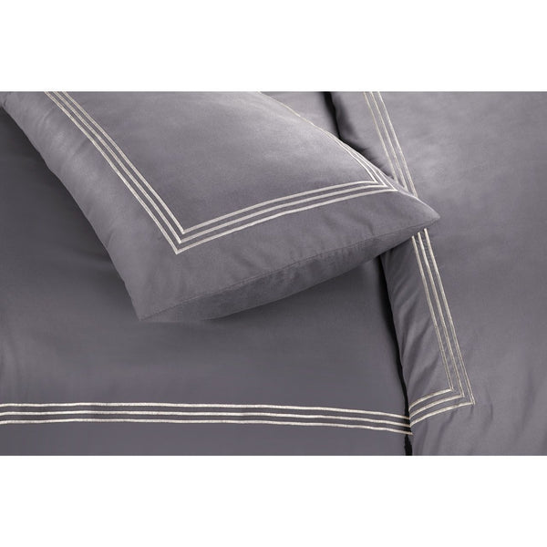 Embroided Baratta Stitch Duvet Cover Set with Matching Pillowcases - Ultra-soft Brushed Microfibre – Chic & Modern Design – Easy Care & Machine Washable