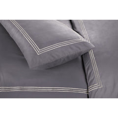 Embroided Baratta Stitch Duvet Cover Set with Matching Pillowcases - Ultra-soft Brushed Microfibre – Chic & Modern Design – Easy Care & Machine Washable