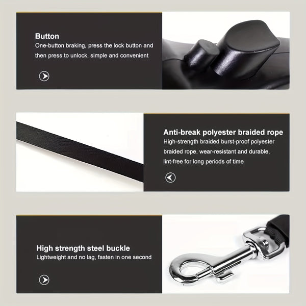 Retractable Dog Leash Automatic ExtendablePet Lead, Durable Nylon Walking Leash ForSmall Medium Large Dogs, 4 Colors Available, Or Random Color.