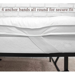 1pc Hotel Quality Mattress Topper - 4-Inch/10cm Thick Plush Bed Pad with Quilted Cover, Compatible for Single/Double/King Beds, Machine Washable White Mattress (Elastic Straps for Secure Fit)
