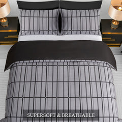 Luxury Reversible Duvet Cover Set with Matching Pillowcases – Single, Double, King & Super King Sizes – Soft Breathable Microfiber Bedding Set UK – Brick Pattern