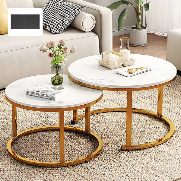 Nesting Coffee Tables Set of 2 Round Stacking Sofa Side Tables for Living Room