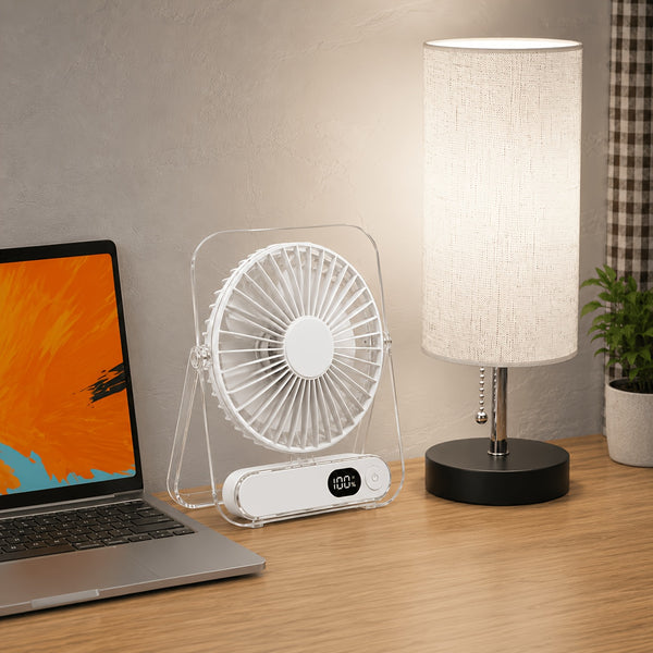 Portable Wearable Belt Fan & Flashlight Suitable for Outdoor, Hands-Free Clip- Cooling System with Quiet Operation, Strong Airflow - for Camping,, Night Shift, - for Belt Attachment (No Desk Use)